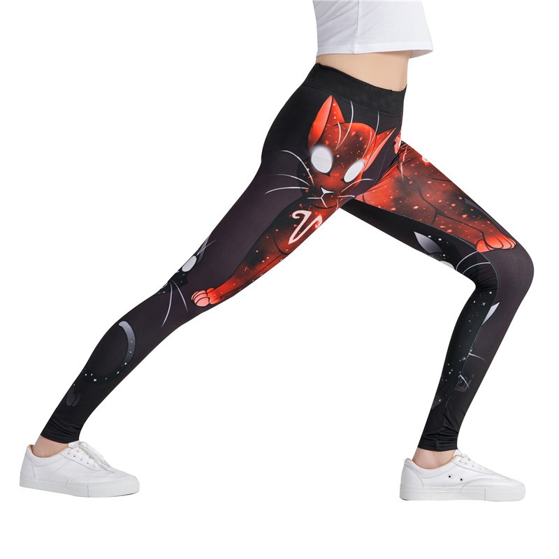 Women's Yoga pants Kitty print colorful Yoga pencil pants